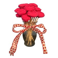 Handmade Upcycled Tee Shirt Valentine's Day Dozen Roses Bouquet in Glass Vase