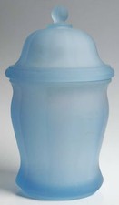 Vintage Indiana Glass ING3 Blue Frosted Panel 10" Storage Jar & Lid