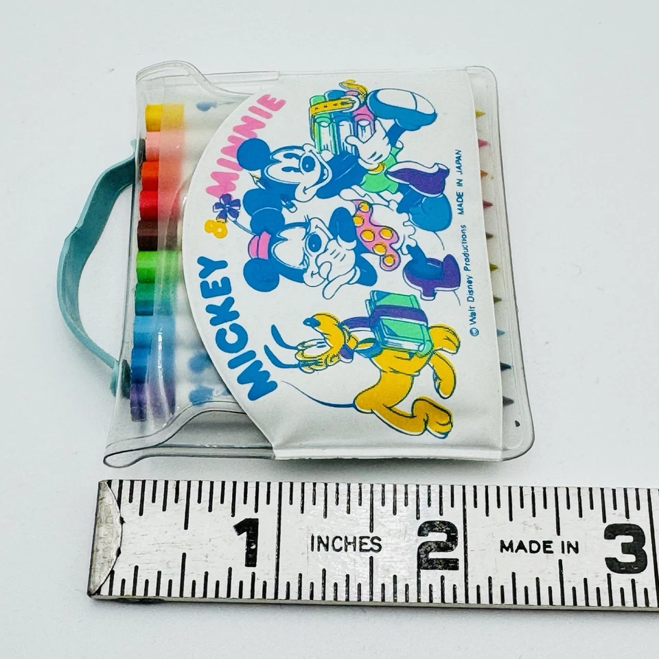Vintage Walt Disney 10 Mini Colored Pencils Set In Vinyl Bag Minnie Mickey Mouse - Image 3 of 4