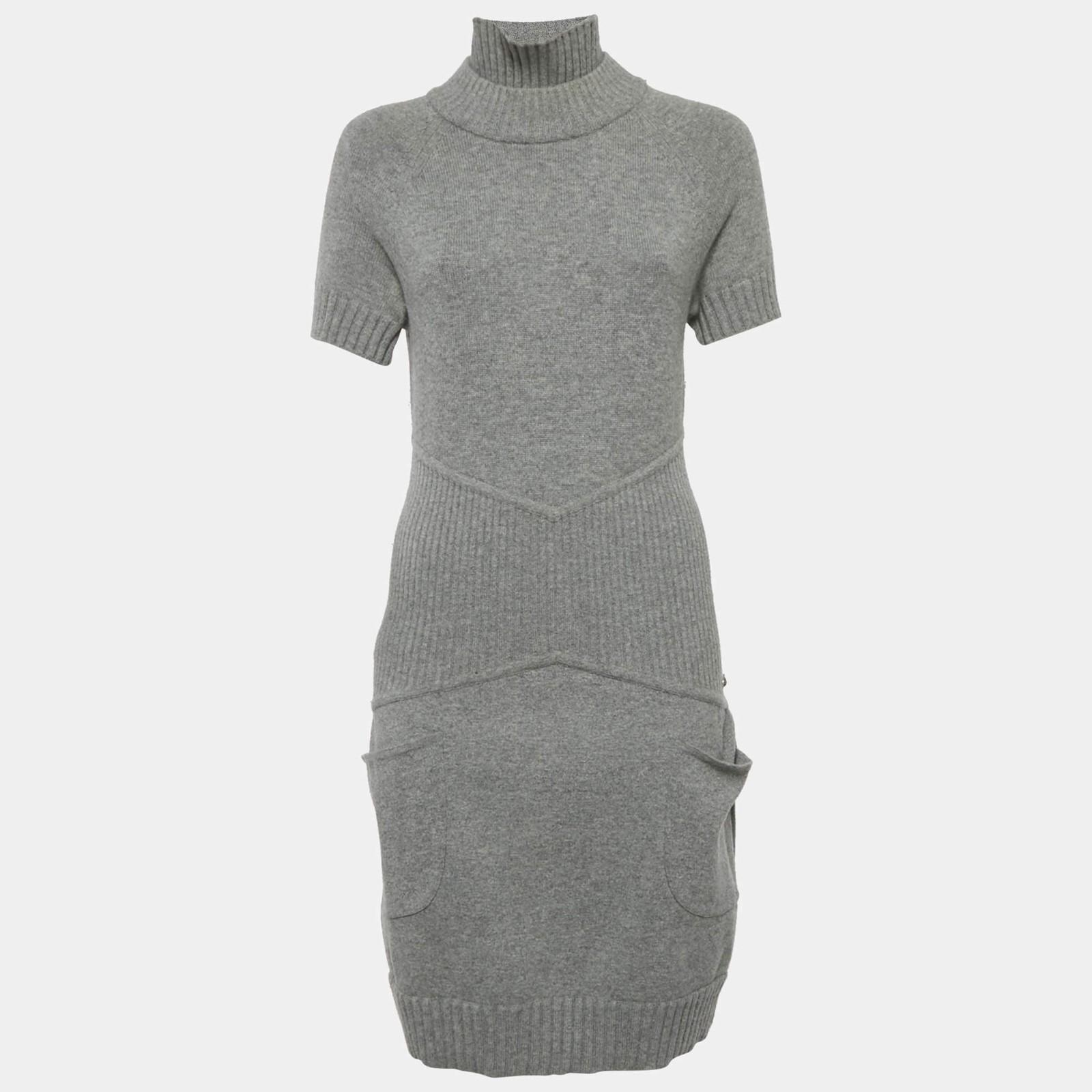 Chanel Grey Wool Cashmere Midi Dress M
