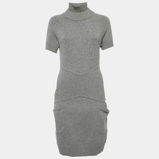 Chanel Grey Wool Cashmere Midi Dress M
