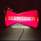 Vintage 1970s Budweiser Beer Lighted Bowtie Window Sign Light King Of Beers