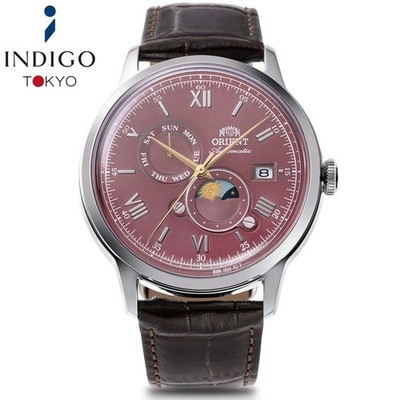 ORIENT Bambino SUN & MOON RN-AK0807R Mechanical Autom Bordeaux Dial 41.5mm Watch