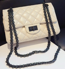 CHANEL 2.55 Chain Shoulder bag Cream White Crossbody Women Almost Brand NEW