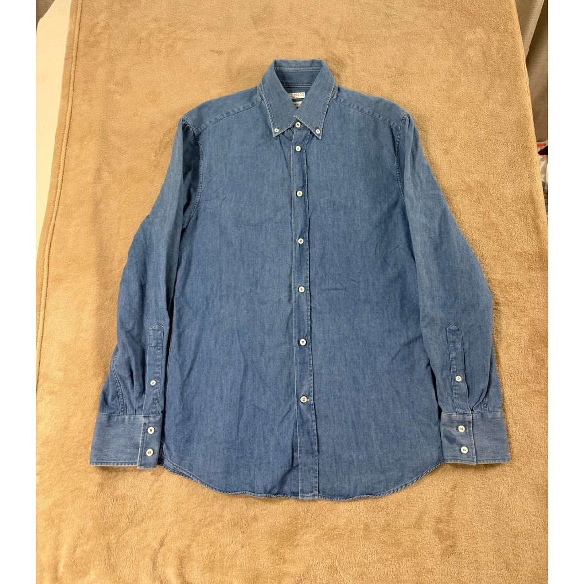 Chemise Habillée (dress Shirt) Brunello Cucinelli Homme Slim Fit Deux Tons - Taille M, Neuf Avec étiquette