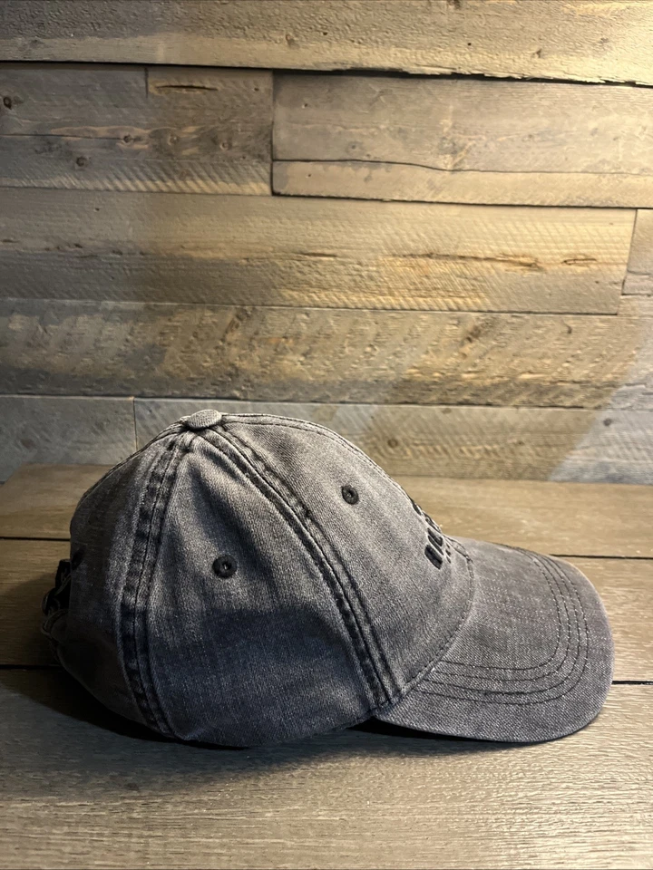 Boné Hollister jeans Strapback pai logotipo bordado ajustável preto - Imagem 4 de 4