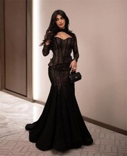 Dubai 3D Mini Flowers Lace Prom Dresses Two Piece Detachable Sexy Court Train