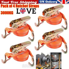 4X💖Strong Ratchet Lashing Straps 6M 40mm 3 Ton Load Durable Cargo Securing Belt