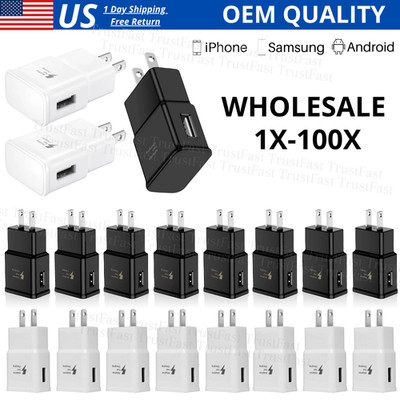 Wholesale Bulk Adaptive Fast USB Wall Charger US Block Power Adapter For Samsung