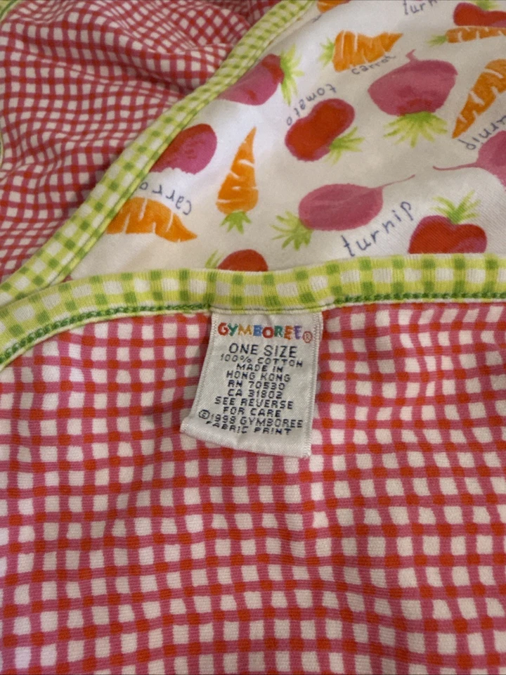RARA Manta Bebé Gymboree Huerto Jardín Arco Iris Etiqueta Rosa Guinga 1998 De Colección Foto 2 de 4