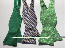 Tommy Hilfiger LOT OF 3 Green Dots Blue / Yellow Green/ Yellow Silk Bowties