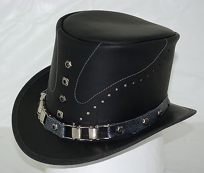 N109 Steampunk Black Top Hat with Buckle Costume Vintage Magician Ringmaster