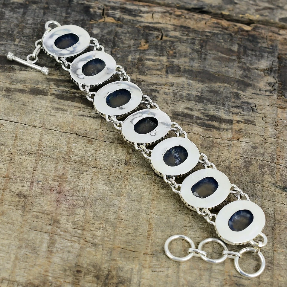 Diseñador Sodalita Gema Hecho a Mano 925 Pulsera Plata Ley For Love Regalos - Imagen 4 de 4