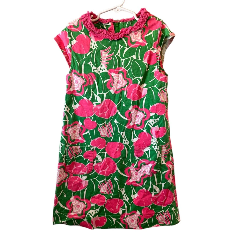 Vestido recto para niña LILLY PULITZER How About Them Manzanas JOVEN TALLA 7 rosa verde Foto 2 de 4