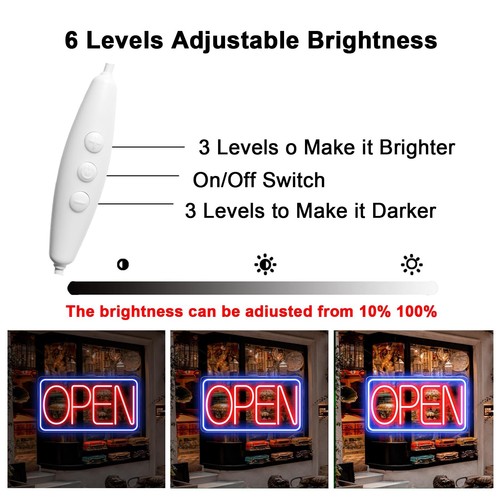 Open Signs for Business 16.5"X 9"Bright LED Neon USB Power Adjustable Brightness - Picture 3 of 9