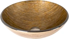 Amber Sunset 17"L X 17"W X 6"H over the Counter Glass round Vessel Bathroom Sink