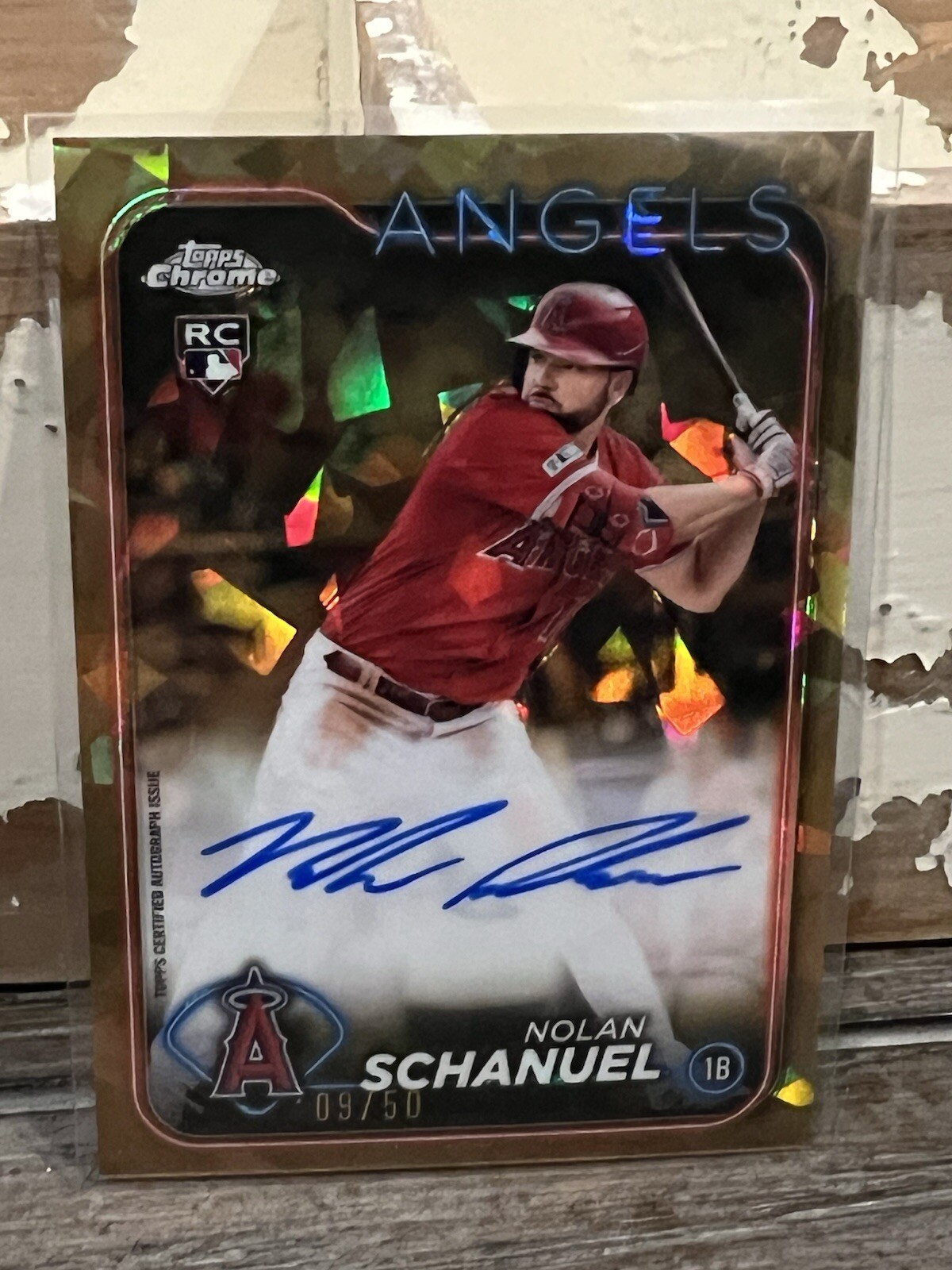 2024 Topps Chrome Update Sapphire Nolan Schanuel Rookie Gold Refractor Auto #/50