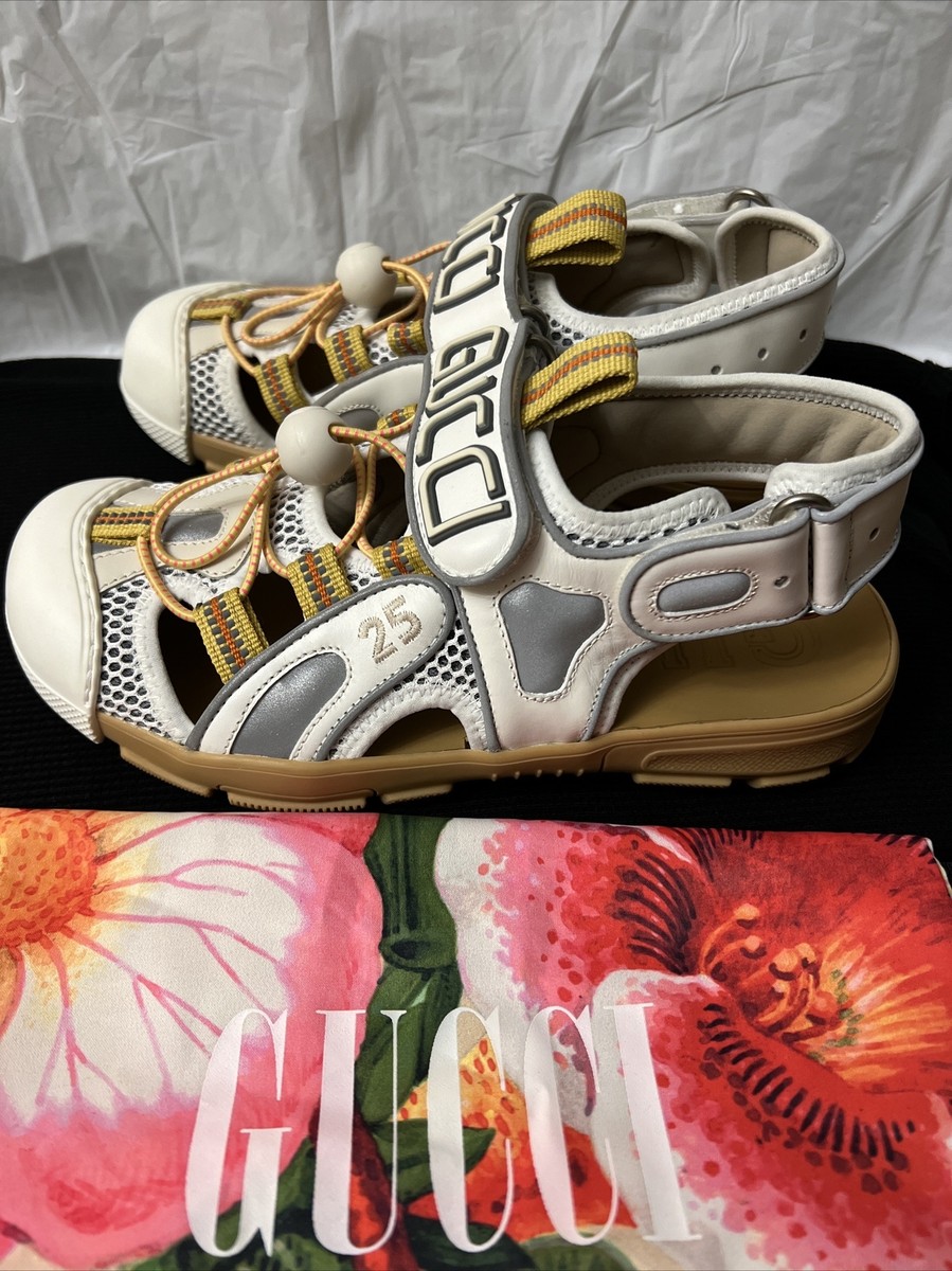 Gucci Womens Leather And Mesh Fabric Tinsel Sport Sandals US Gucci Womens Leather And Mesh Fabric Tinsel Sport Sandals US