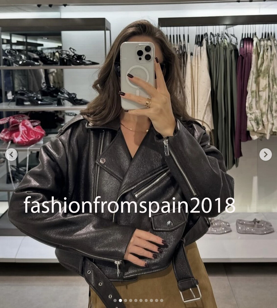 ZARA NEW WOMAN BELTED FAUX LEATHER BIKER JACKET DARK BROWN ZARA NEW WOMAN BELTED FAUX LEATHER BIKER JACKET DARK BROWN