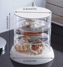 3 Tiers Makeup Organizer Compartment 360 Spinning Storage Display Case