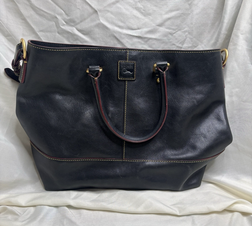 Dooney and Bourke Chelsea Shopper Tote Hobo Large Navy Florentine Leather
