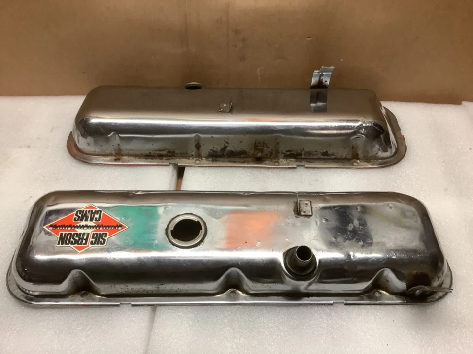 CAMARO Corvette BBC CROMO Cubiertas de válvula Goteadores GM Big Block Chevy 427 OE b Foto 4 de 4