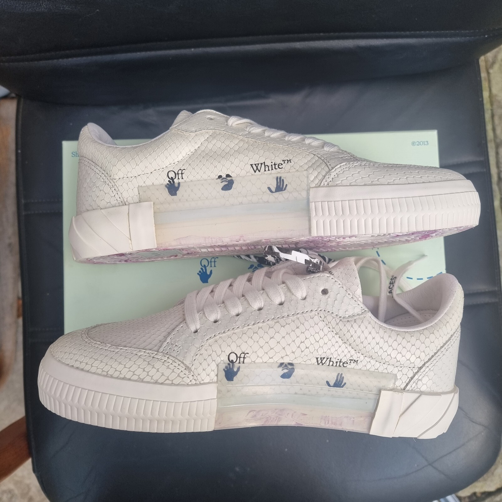 Off White Low Vulcanized Snakeskin Embossed Leather - UK6/EU40 #ListingsInLights image 2