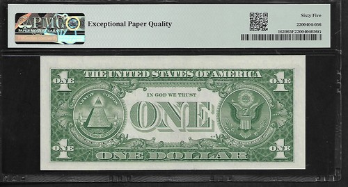 US 1 Dollar 1957A PMG 65 EPQ UNC Fr #1620 Silver Certificate Smith/Dillon - Picture 2 of 2