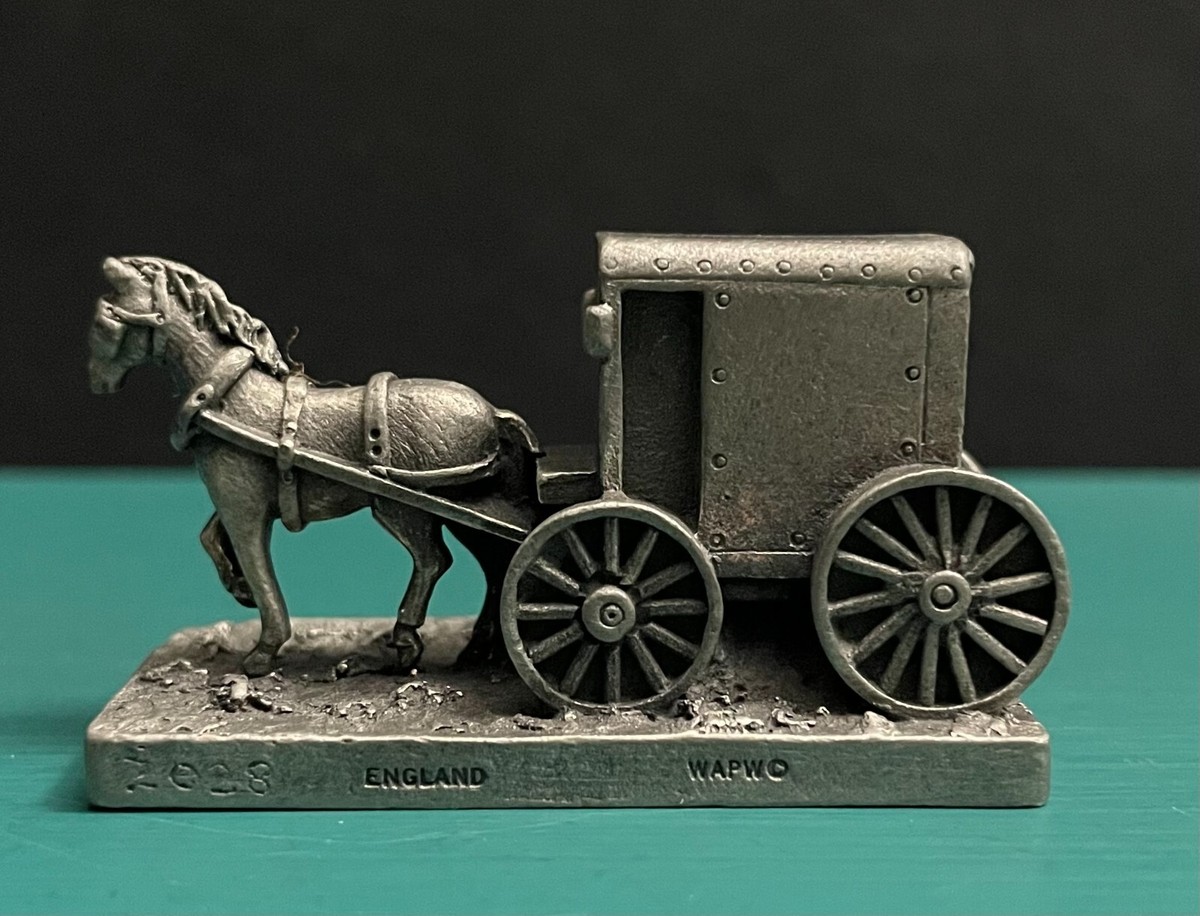 Silver925 ビンテージ ミニチュア 小物 馬車 ヨーロッパ Tudor Mint WAPW Pewter Amish Country Horse Buggy Animal Diorama