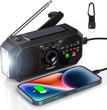 Radio FM Portatile di Emergenza Con Dinamo e Pannello Solare Torcia LED Survival