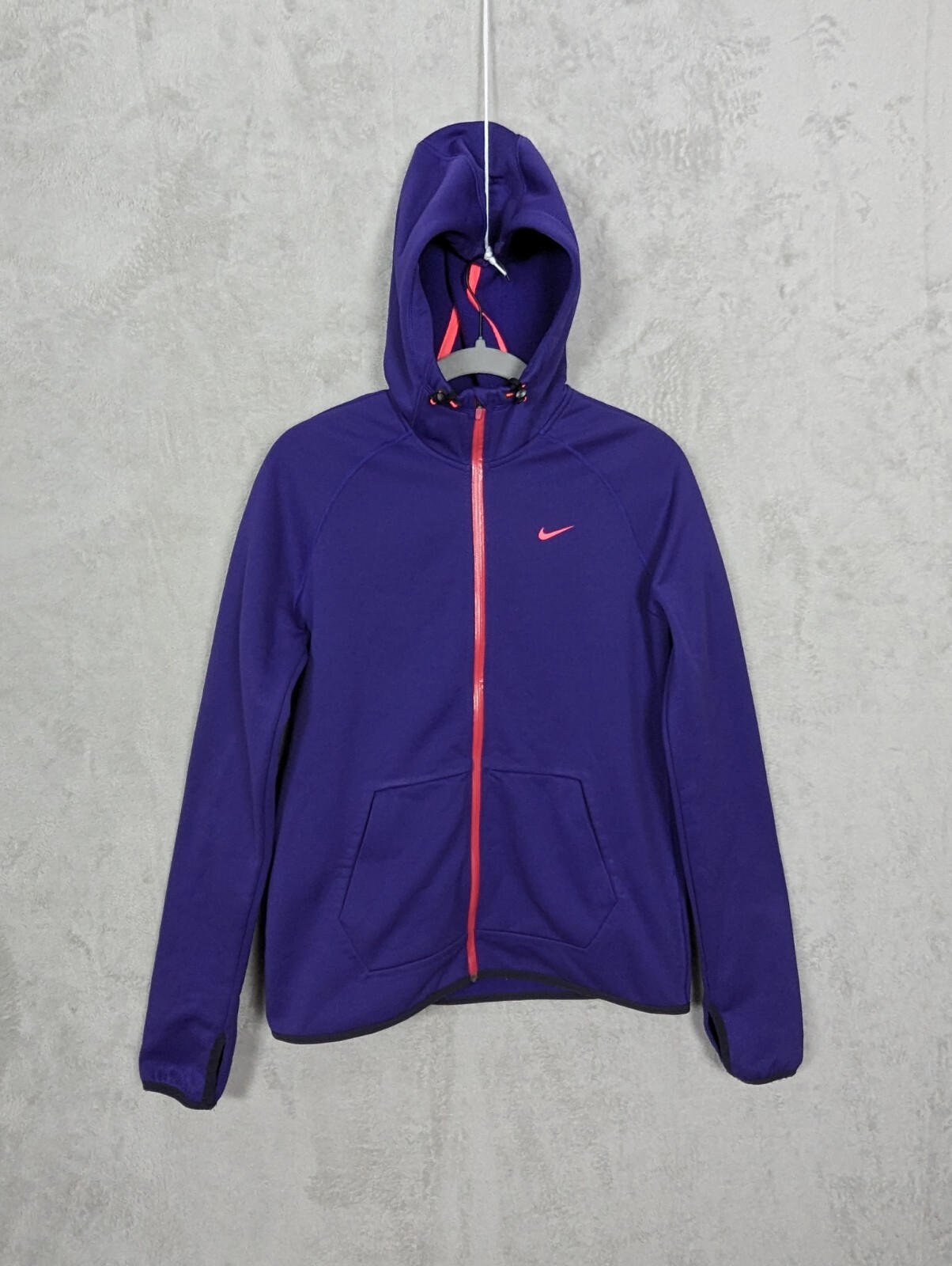 SACAI X NIKE Felpa Nike Therma Fit viola rosa caldo con cappuccio e zip tasche giovanile media