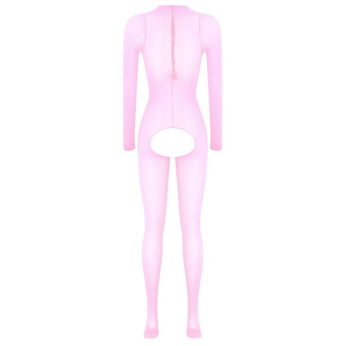 Womens Bodystocking One-piece Jumpsuit Bodycon Bodysuit Unitard Catsuit Glossy - Picture 102 of 122