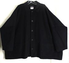 Eskandar Sz 2 Black Corduroy 32" Long Cotton Cashmere Chore Barn Car Coat Jacket