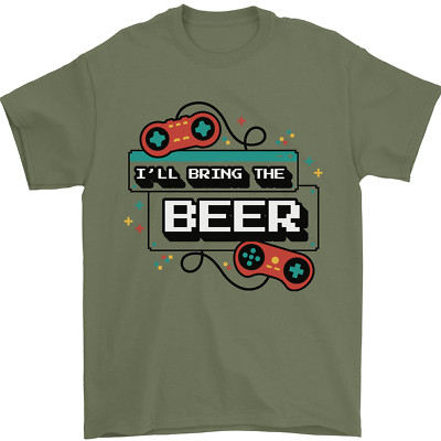 Lustiges Gaming Ill Bring the Beer Alcohol Herren T-Shirt 100% Baumwolle