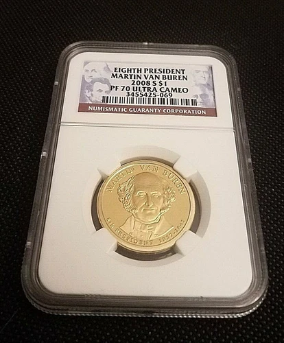 2008-S MARTIN VAN BUREN NGC PF70 ULTRA CAMEO DOLLAR PROOF COIN