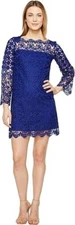 NWT Adrianna Papell 22 W / 2X Blue Florentine Trellis Lace Shirt Dress