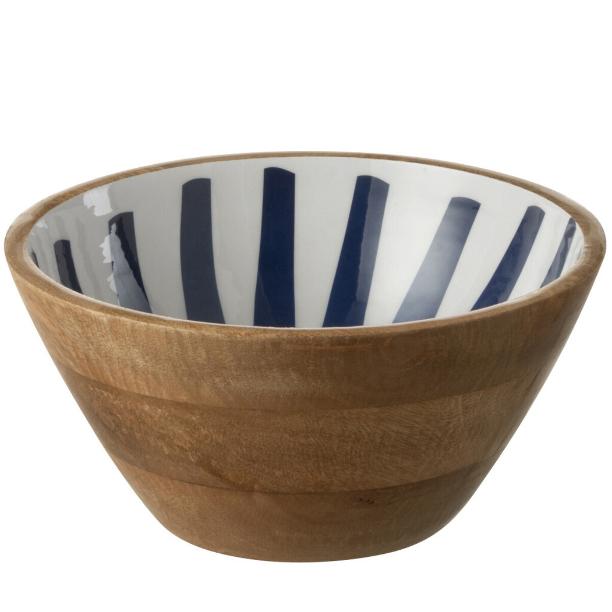 Saladier en manguier de 24 cm avec grand bol en bois laqué bleu pour table chic