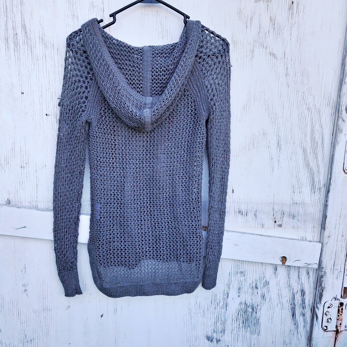 Spyder Women's Gray Long Sleeve Lyra Open Mesh Knit Hoodie Sweater