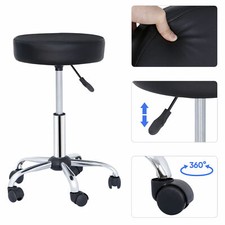 Swivel Rolling Stool Height Adjustable Hydraulic Salon Office Stool Chair Black