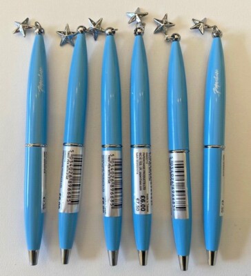 6 x Paperchase Drehschreiber mit Stern Kugelschreiber blau silber Details schwarze Tinte 