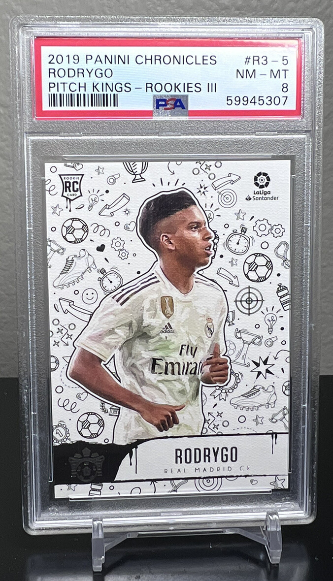 2019 Panini Chronicles Pitch Kings Soccer Rookies III Rodrygo RC PSA 8