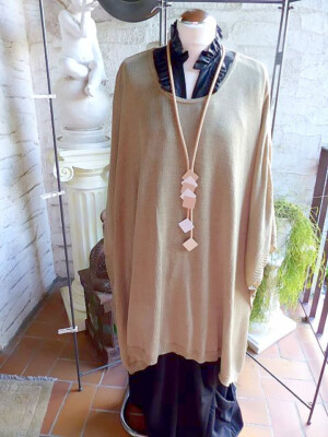 SALE!!! 4830 Marc Abbas Strickpullover, Ponchopulli Größe: XXL beige