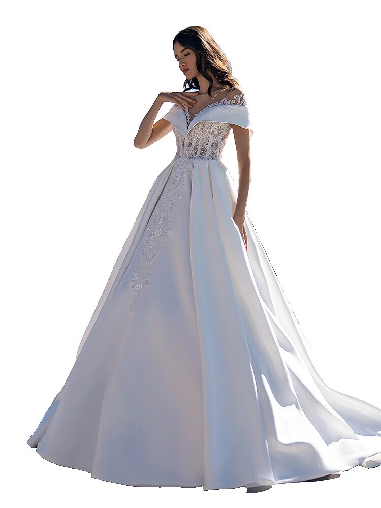 Vestido de fiesta De Satén Vestidos de novia de manga