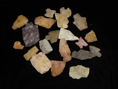 20 Broken Arrowhead Bases Various Types Flint-Blade Tool Point  Indian Artifact