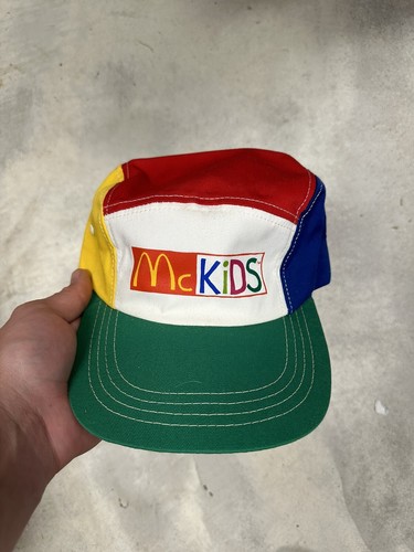 Vtg McDonald’s McKIDS 4 Panel Multi Color Block Stretch Hat Cap 1987 ...