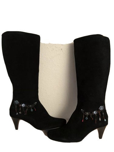 NEU Jaqueline schwarze Wildleder Stiefel Größe 38 / 8 - Bild 1 von 12