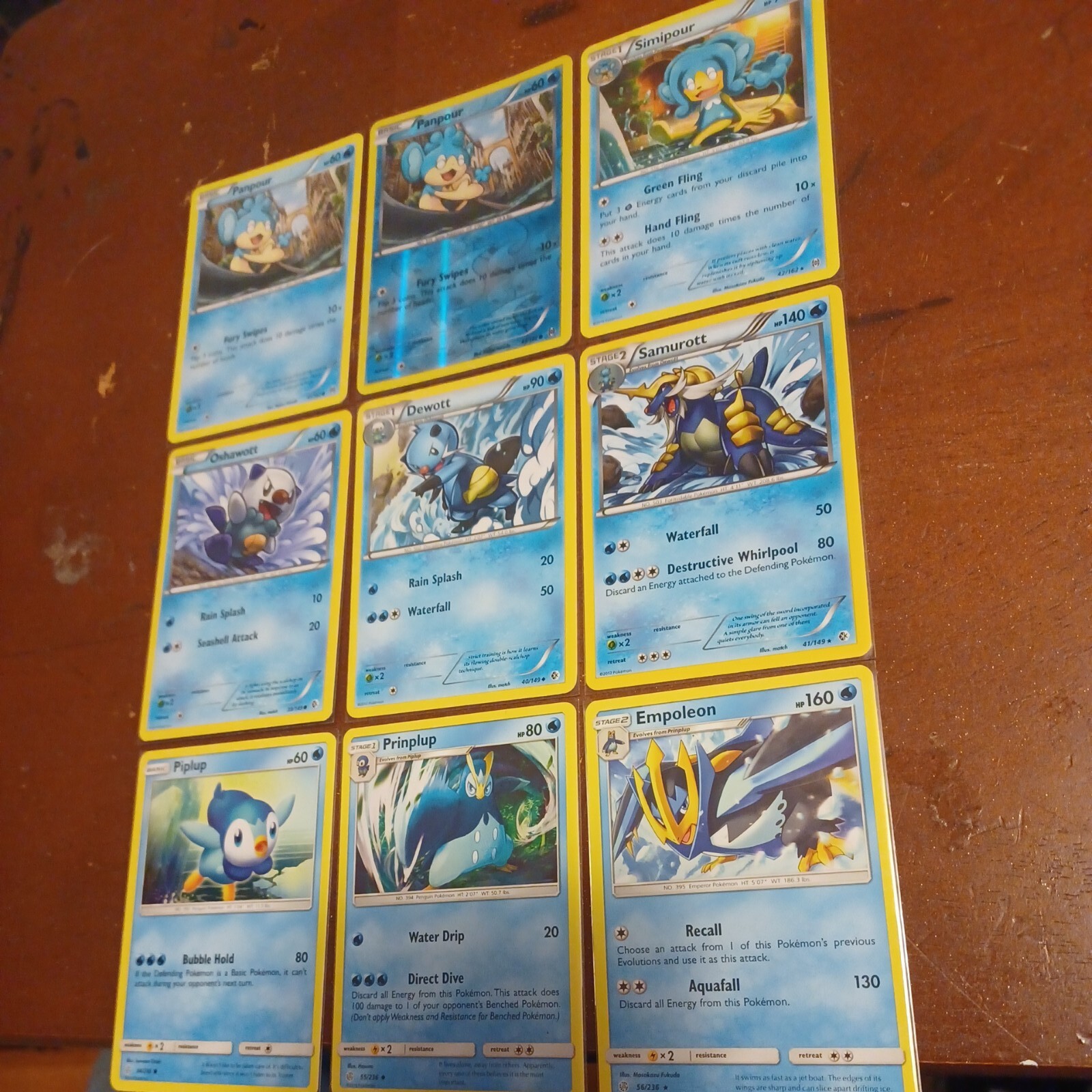 Pokemon 9 Card Samurott 41/149 Simipour 42/162 Empoleon 56/236 NM Reverse Holo