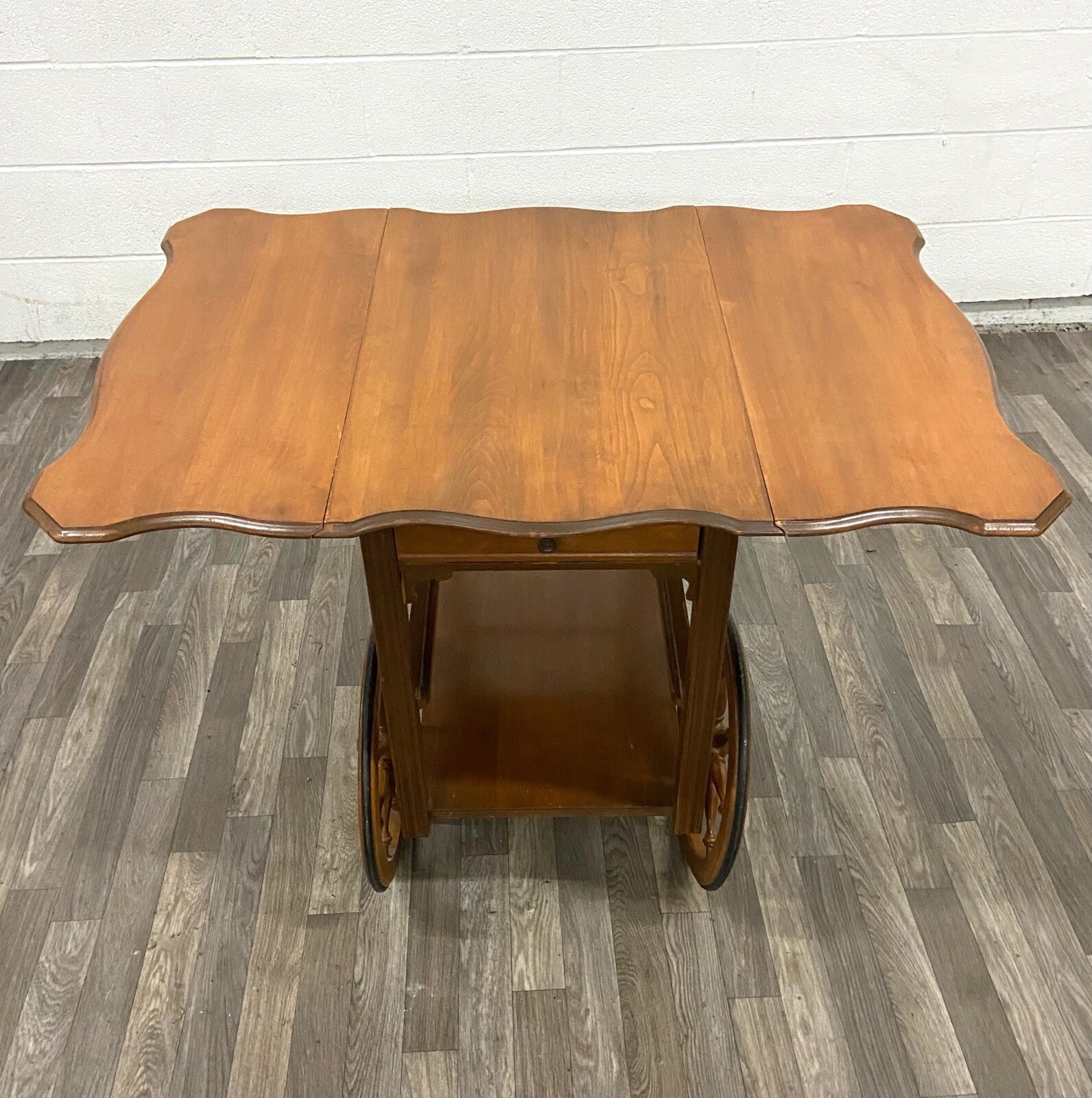 Vintage Solid Maple Drop Leaf Bar Cart Tea Cart eBay