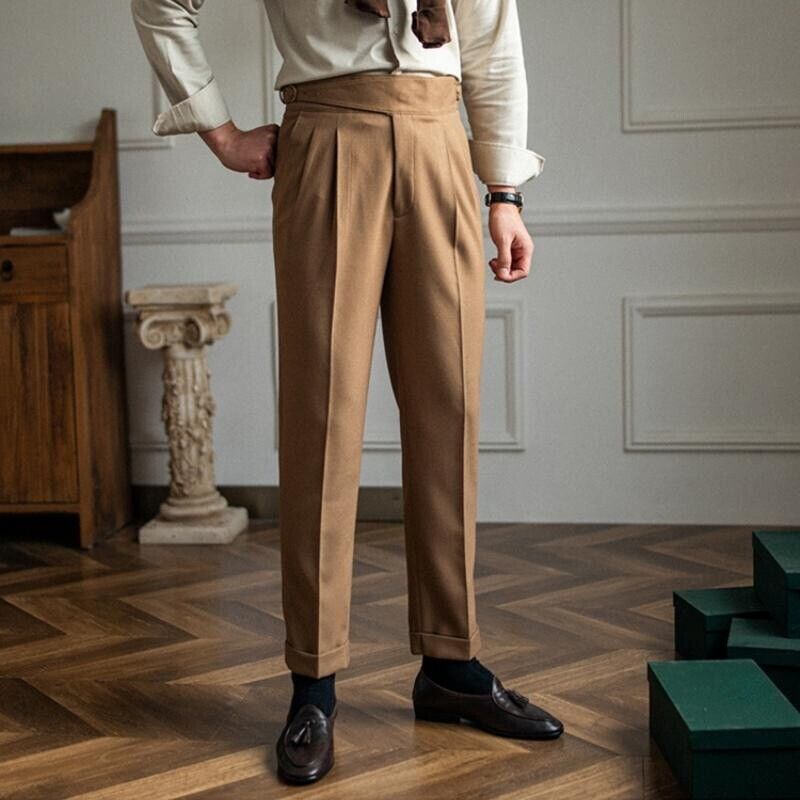 Men Formal Double Pleated Dress Pants Casual Classic Slim Men Formal Double Pleated Dress Pants Casual Classic Slim