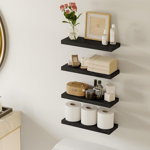 Set of 4 Floating Wall Shelves Picture Ledge Display Rack Book Hanging Shelf UK - Picture 3 of 17